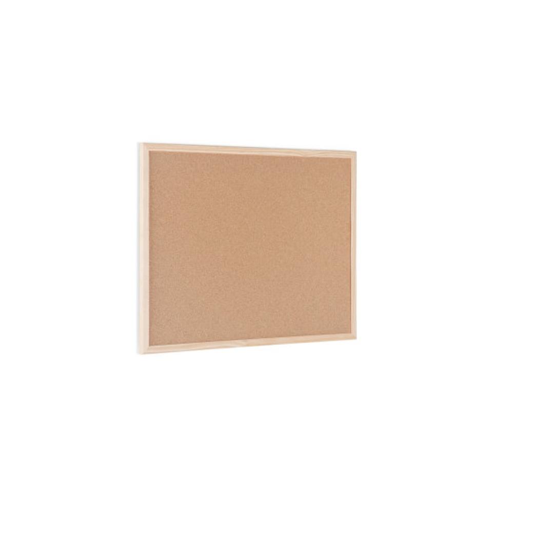 Cadre en pin, 600 x 400 mm Tableau en liège Basic BI-OFFICE - Tableau en liège Bi-Office Basic à cadre en pin, 600 x 400 mm, de trois quarts