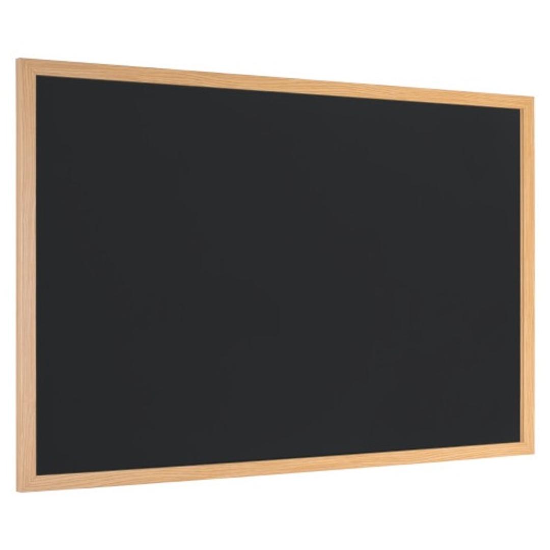 Cadre chêne, 600 x 450 mm Tableau craie Optimum BI-OFFICE - Tableau craie Bi-Office Optimum, cadre chêne, vu en hauteur ou de biais