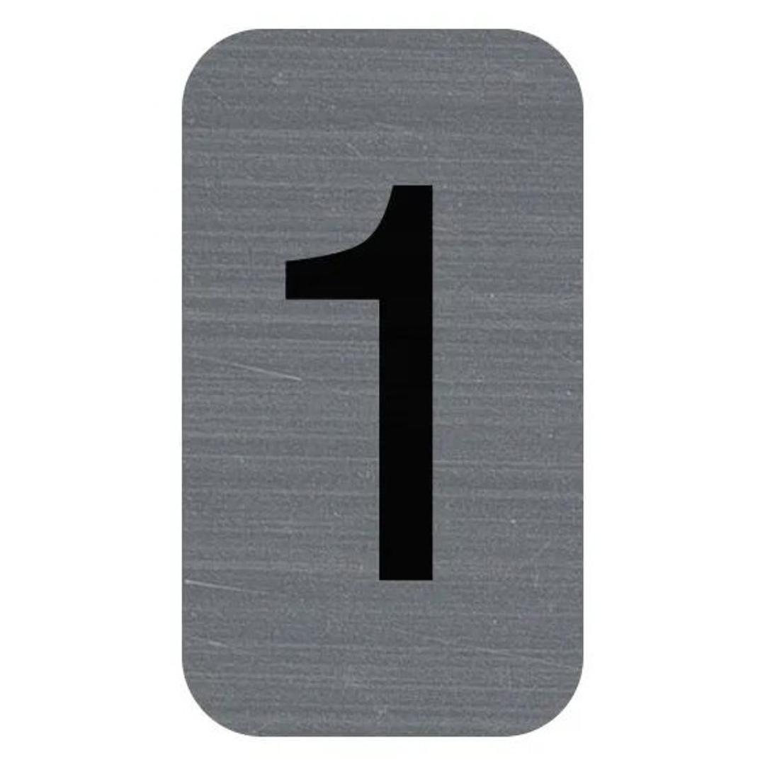 « 1 », aspect aluminium brossé, 25 x 44 mm Chiffre adhésif EXACOMPTA - Chiffre adhésif « 1 » EXACOMPTA 67181E, chiffre noir sur plaque aspect aluminium brossé, 25 x 44 mm