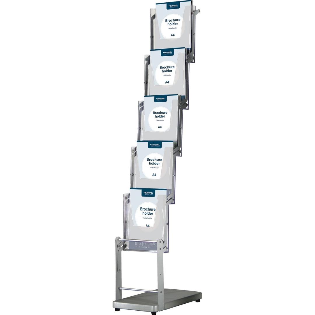 5 cases A4, sac de transport, aluminium Présentoir documentation pliable EUROPEL - Présentoir documentation pliable EUROPEL, 5 bacs A4 transparents