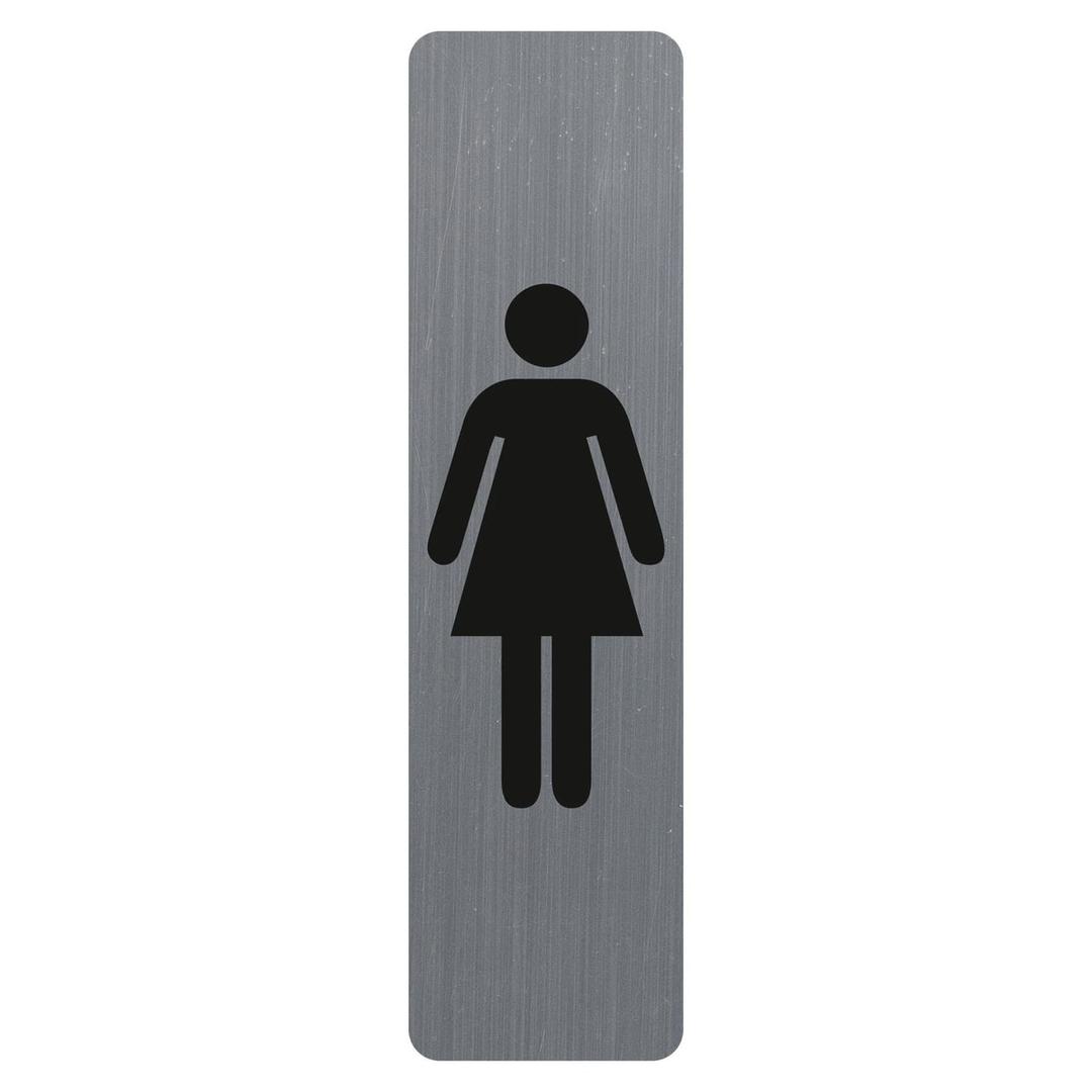 Verticale, aspect aluminium brossé, 44 x 165 mm Plaque Dame adhésive 67168E EXACOMPTA - Plaque adhésive Dame EXACOMPTA 67168E verticale, silhouette de femme