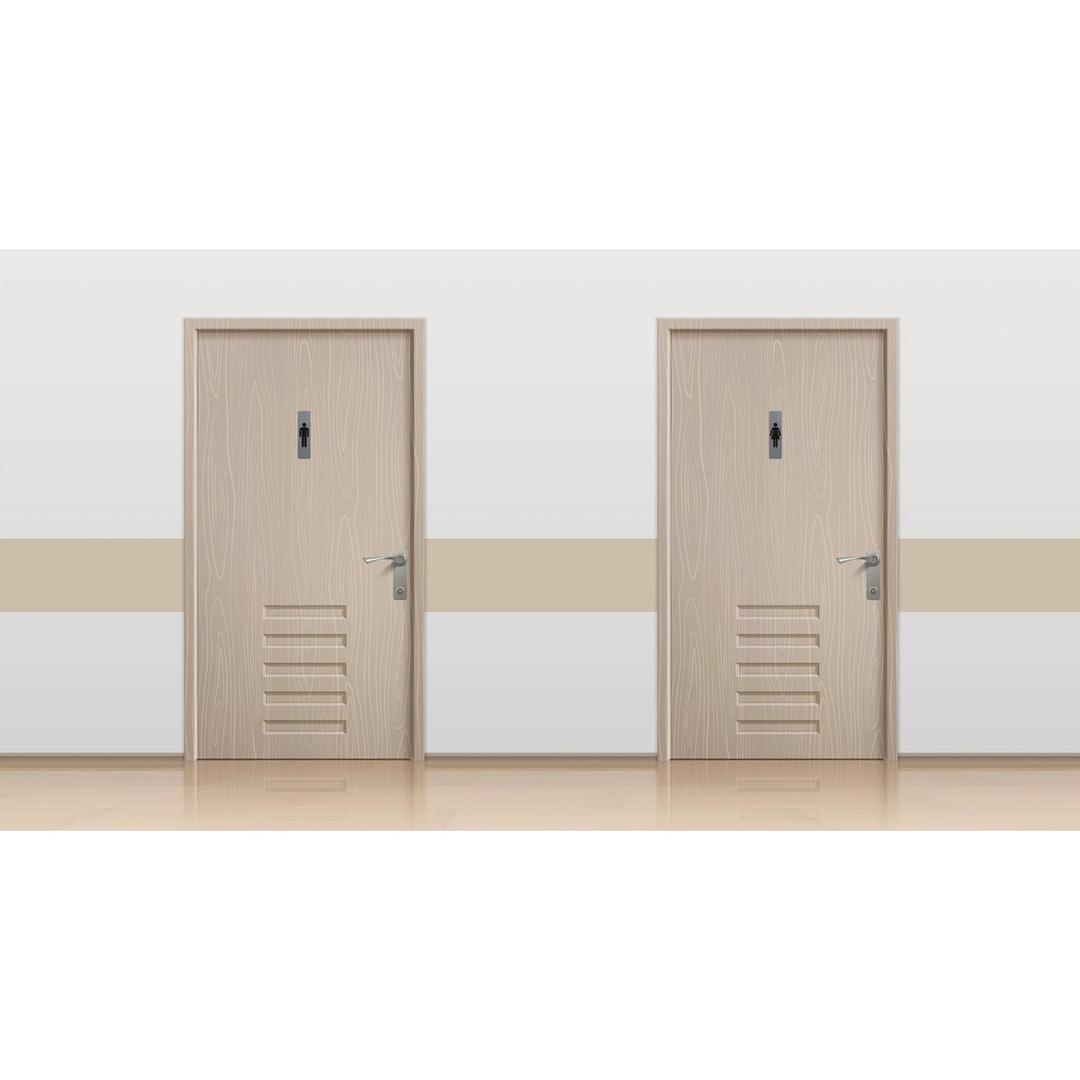 Verticale, aspect aluminium brossé, 44 x 165 mm Plaque Dame adhésive 67168E EXACOMPTA - Plaque Dame EXACOMPTA dans un couloir