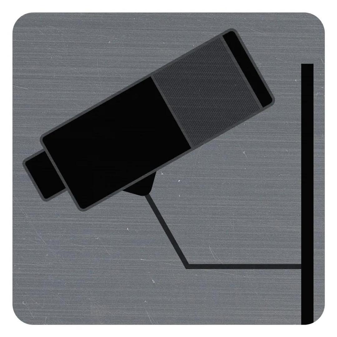 Carrée, aspect aluminium brossé, 75 x 75 mm Plaque Surveillance caméra adhésive 67180E EXACOMPTA - Plaque adhésive Surveillance caméra EXACOMPTA 67180E carrée, pictogramme de caméra