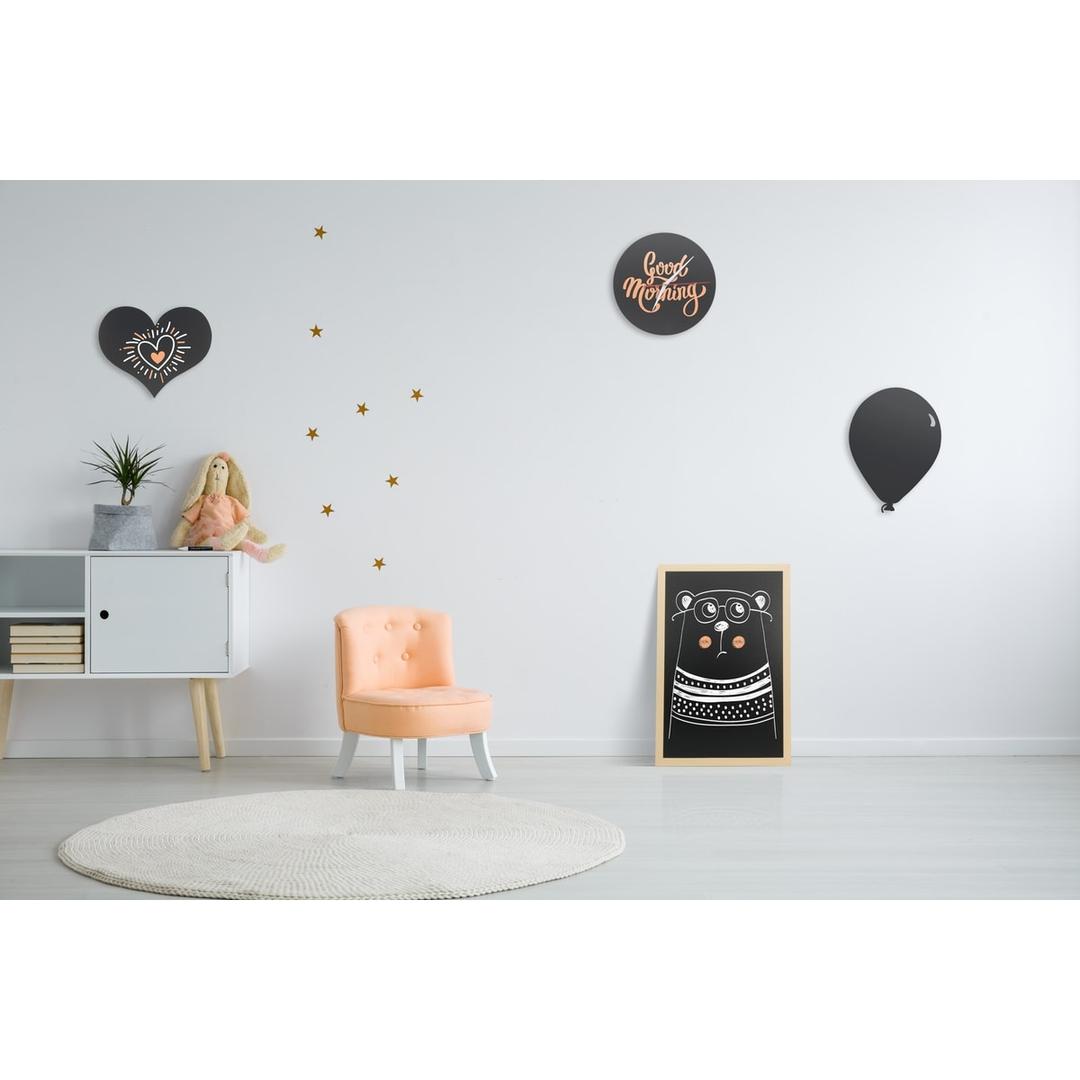 Forme cœur, 36 x 30 cm Tableau craie SILHOUETTE SECURIT - Tableau craie Securit SILHOUETTE en forme de cœur en situation