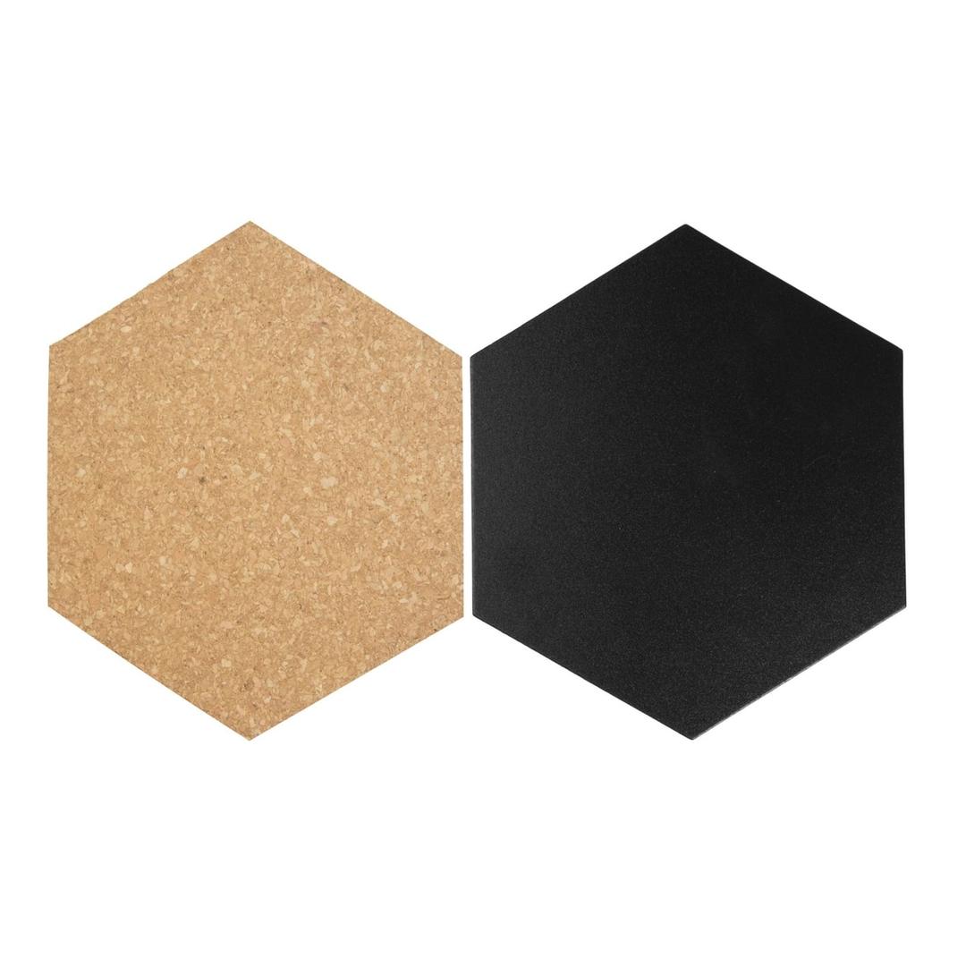 Lot de 7 hexagones, 4 ardoises et 3 liège Tableau craie et liège SILHOUETTE SECURIT - Set ardoises et liège Securit SILHOUETTE hexagones