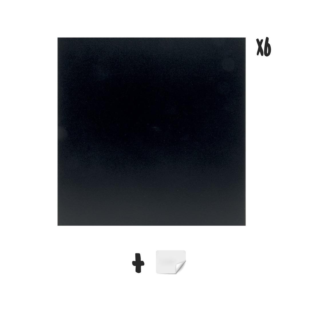 Lot de 6 ardoises carrées de 40 x 40 cm Tableau craie XXL SECURIT - Lot de 6 ardoises Securit CHALKBOARD XXL et leurs pastilles de fixation