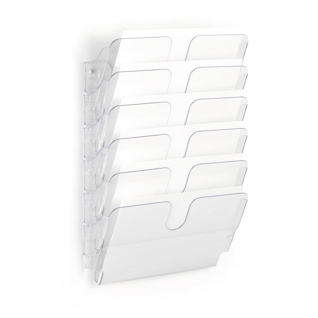 Trieur mural FLEXIPLUS DURABLE A4 paysage, 6 compartiments, transparent, vu de trois quarts