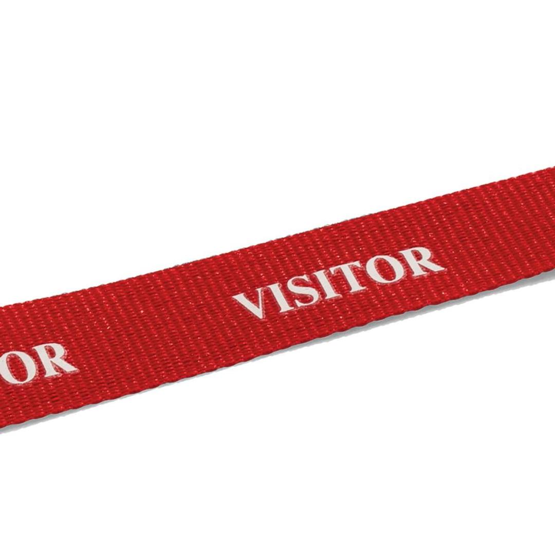 Rouge, fermeture de sécurité, 440 x 20 mm, lot de 10 Lanière badge VISITOR DURABLE - Impression blanche « VISITOR » de la lanière DURABLE