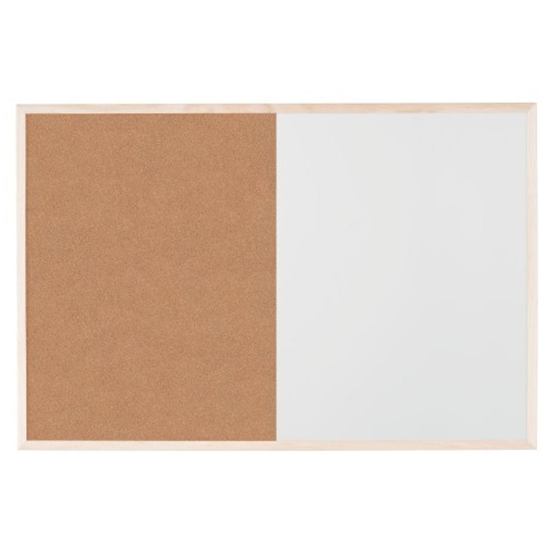 Magnétique, cadre en pin, 400 x 300 mm Tableau blanc et liège Basic BI-OFFICE - Tableau blanc et liège Bi-Office Basic, cadre en pin