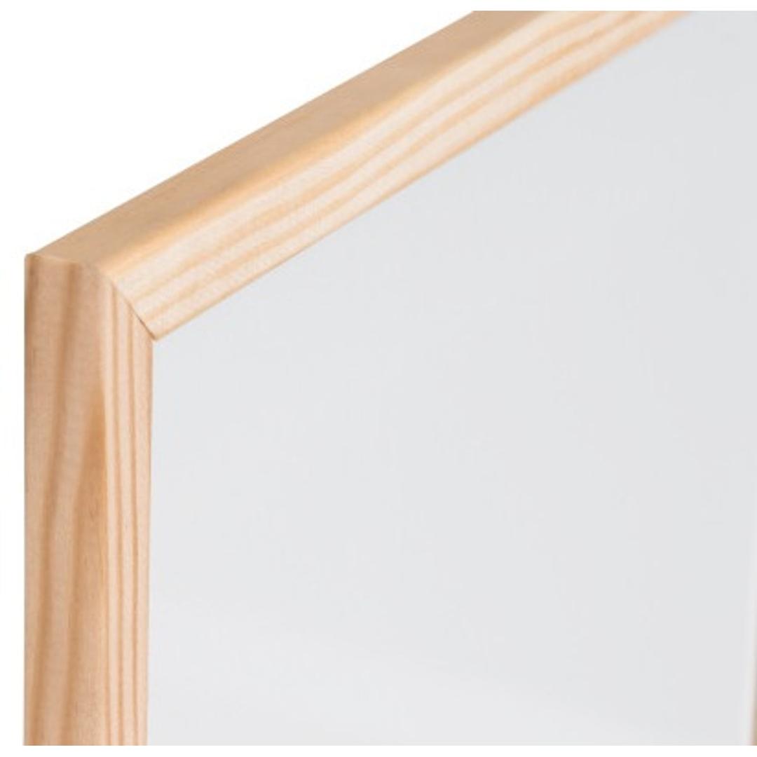 Magnétique, cadre en pin, 400 x 300 mm Tableau blanc et liège Basic BI-OFFICE - Angle du cadre en pin côté tableau blanc du tableau Bi-Office Basic