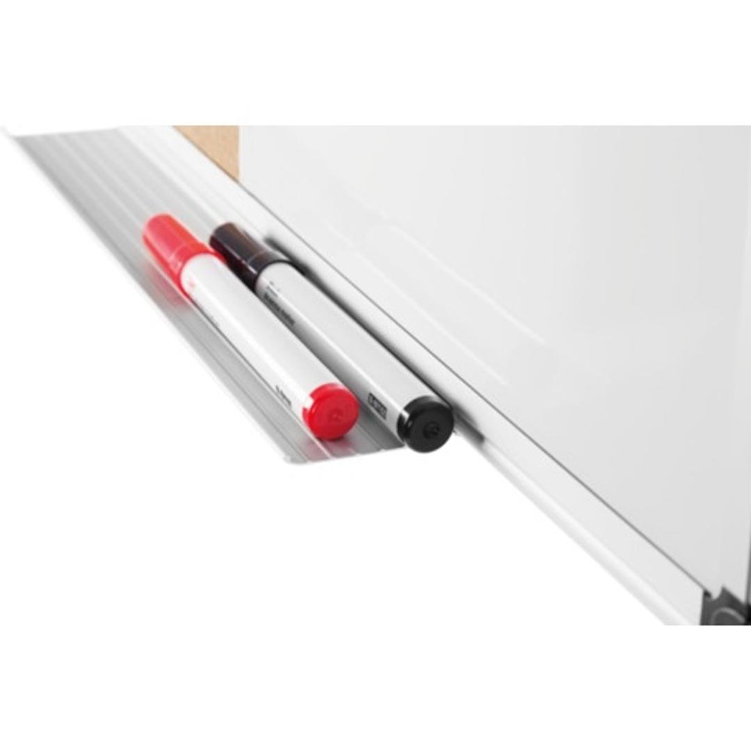 Magnétique, cadre aluminium, 900 x 600 mm Tableau blanc et liège Maya BI-OFFICE - Auget porte-feutres du tableau blanc et liège Bi-Office Maya