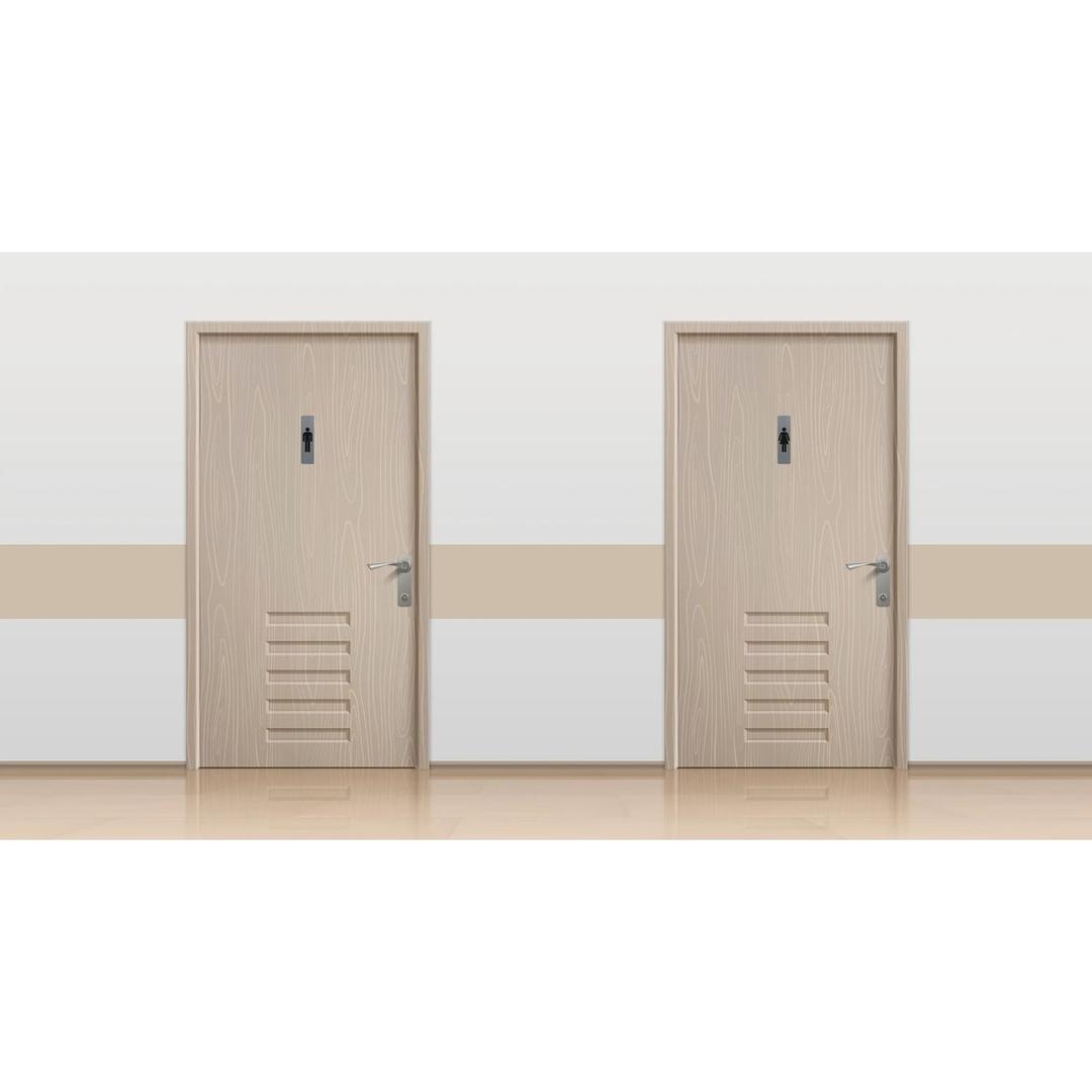 Verticale, aspect aluminium brossé, 44 x 165 mm Plaque Homme adhésive 67169E EXACOMPTA - Plaques EXACOMPTA sur deux portes voisines