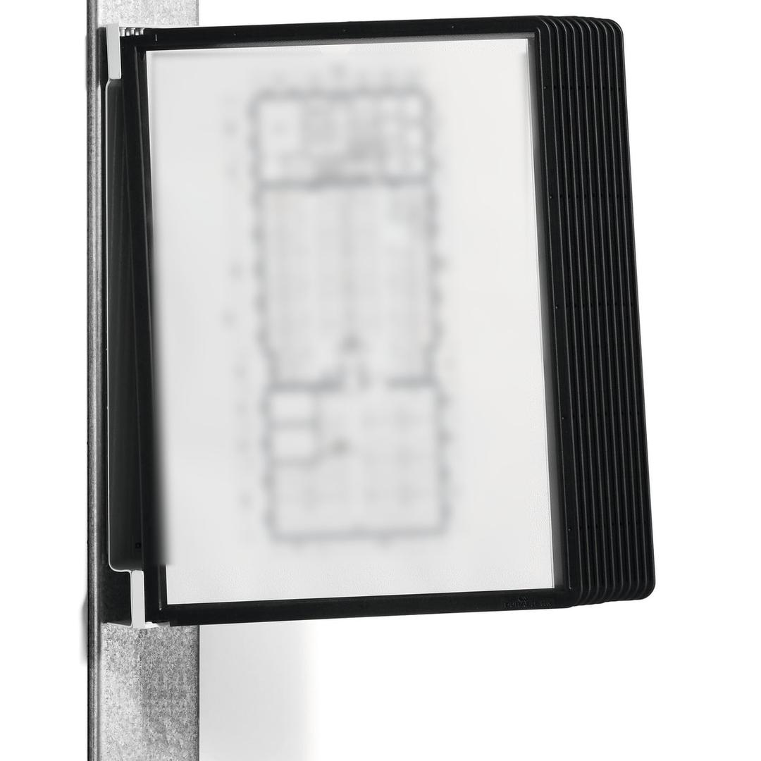 Porte document A4 magnétique DURABLE VARIO à 10 pochettes noires sur un montant métallique
