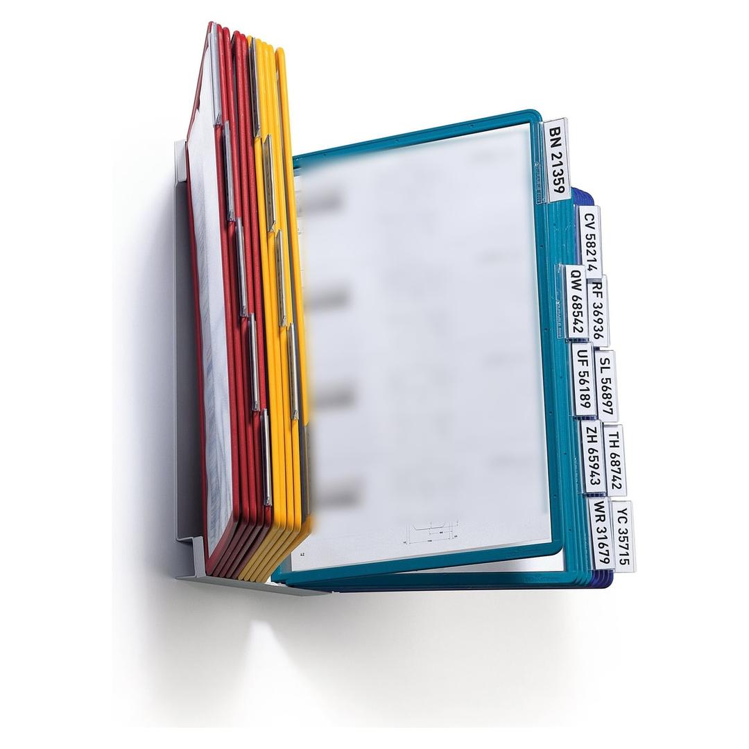 Porte document A4 mural DURABLE VARIO à 20 pochettes de couleurs assorties avec onglets étiquetés