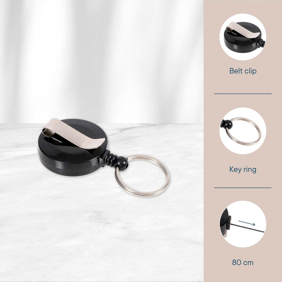 Pince ceinture, anneau porte-clés et fil de 80 cm de l'enrouleur EUROPEL