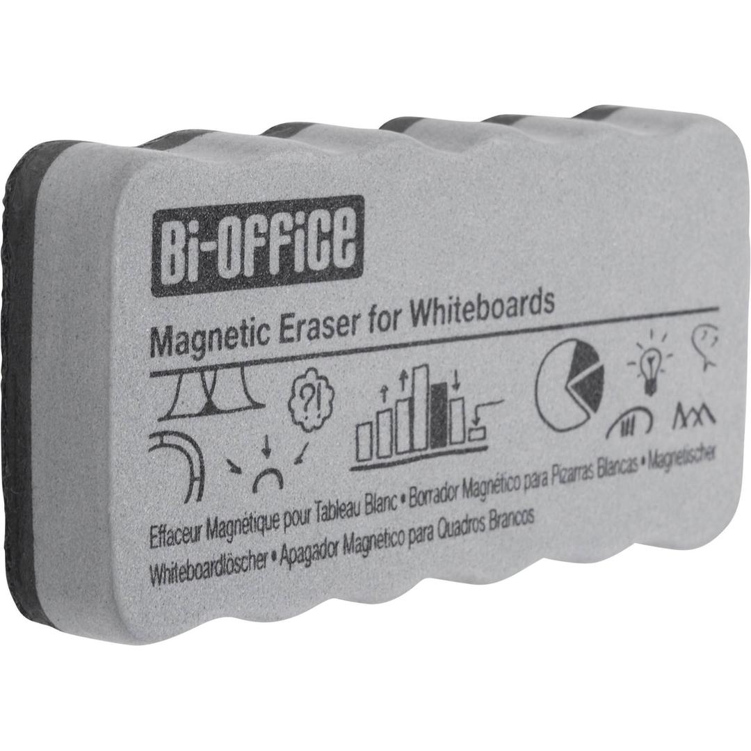 Effaceur tableau blanc magnétique Bi-Office AA0105, dessus gris et feutre gris foncé