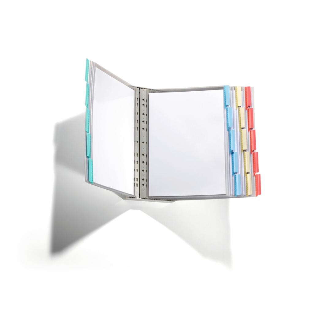 Porte document mural FUNCTION ouvert, onglets rouges, jaunes, verts et bleus