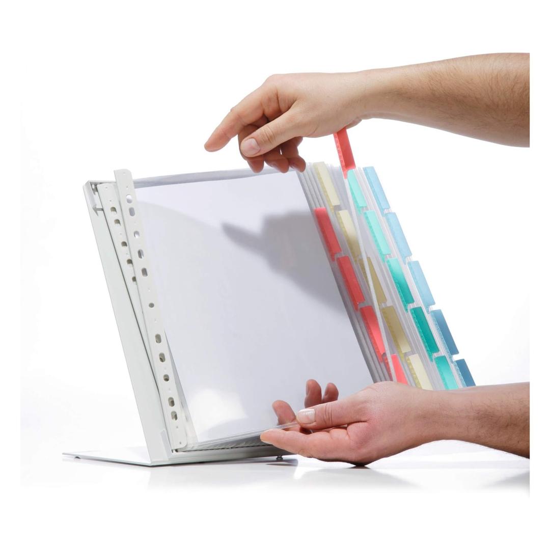 Pupitre de table DURABLE FUNCTION, pochette transparente feuilletée à la main, onglets de 4 couleurs