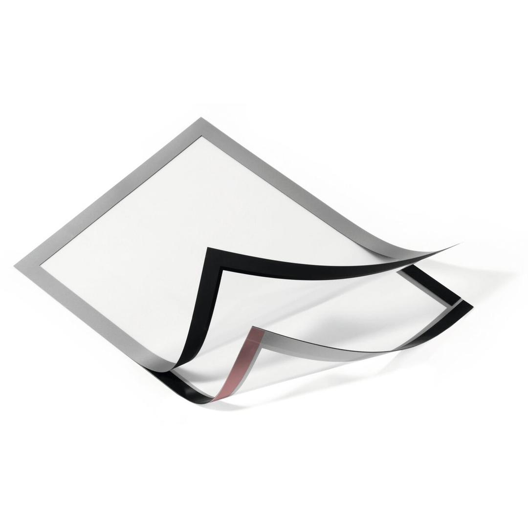 Cadre adhésif DURABLE DURAFRAME A4 argent, face magnétique soulevée