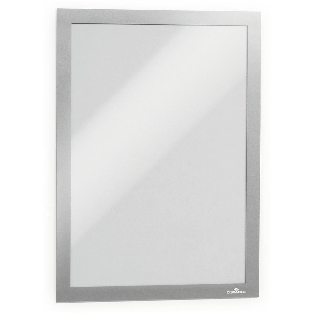 Cadre adhésif DURABLE DURAFRAME A4 argent, lot de 10, vide, de face