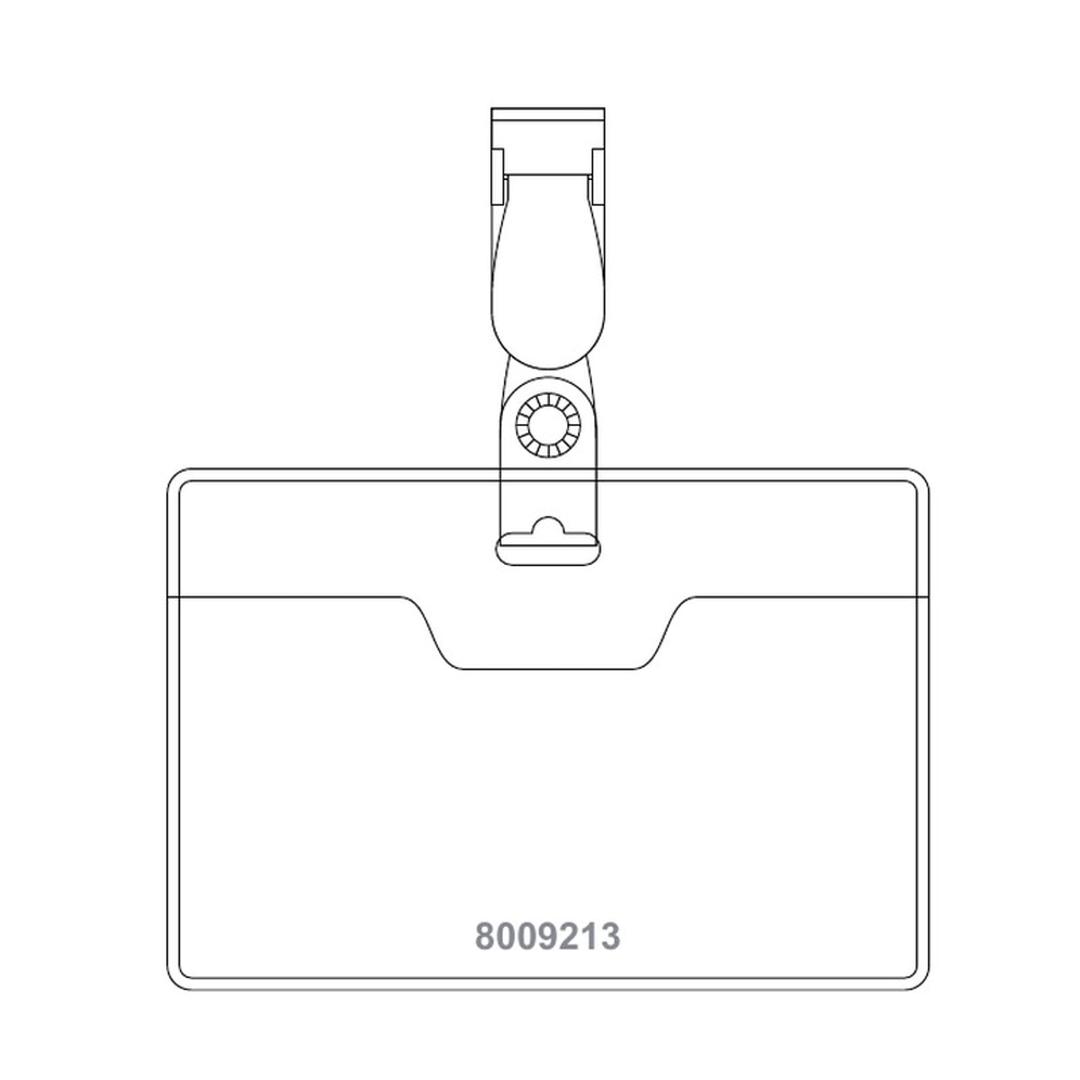 Clip plastique, 90 x 60 mm, avec inserts, lot de 25 Porte badge à face échancrée PAVO - Dessin du fabricant pavo : échancrure de la face avant