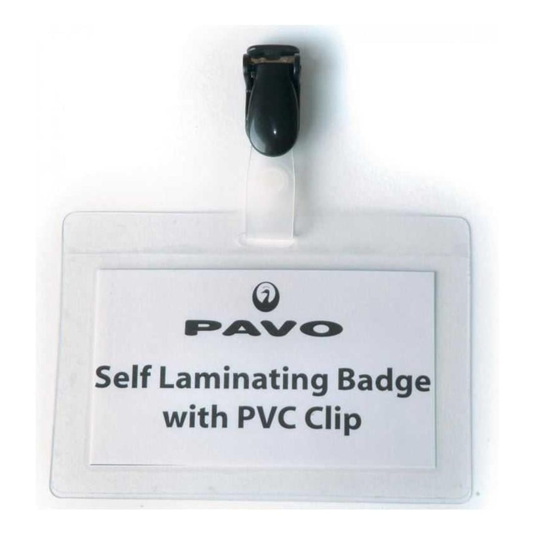 Porte badge autoplastifiant pavo à clip avec son insert