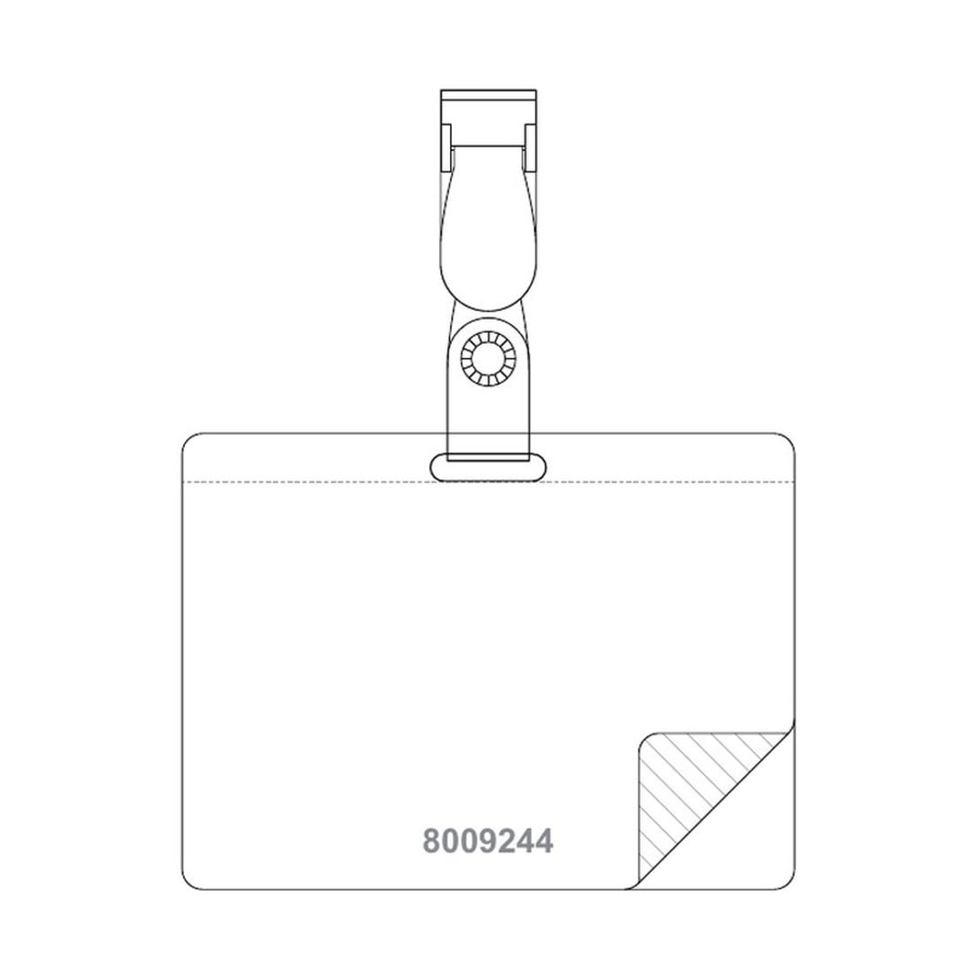 Clip plastique, 90 x 54 mm, sans plastifieuse, lot de 25 Porte badge autoplastifiant PAVO - Dessin du fabricant pavo : film autocollant qui se décolle pour refermer le badge