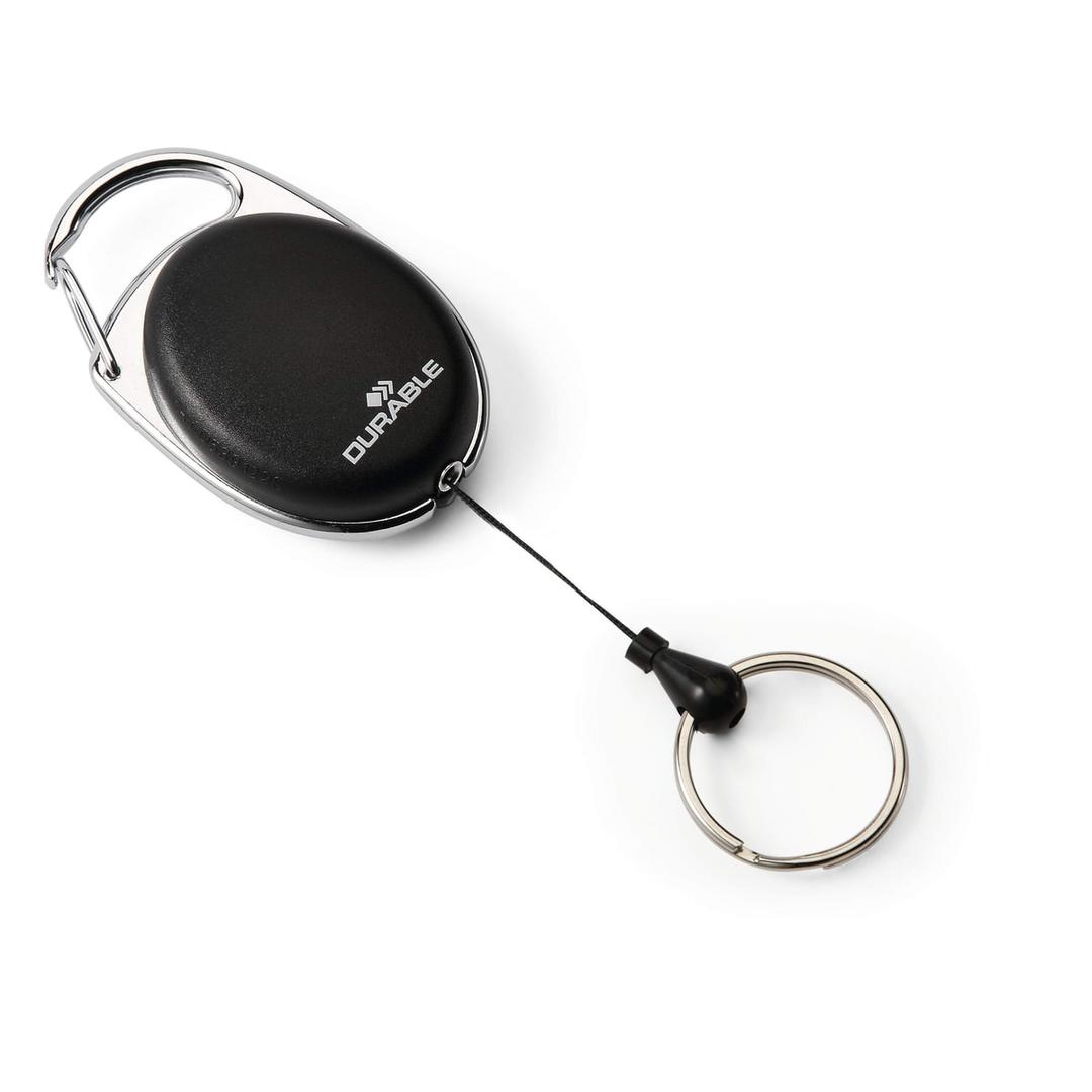 Enrouleur badge DURABLE avec LED et anneau porte-clés