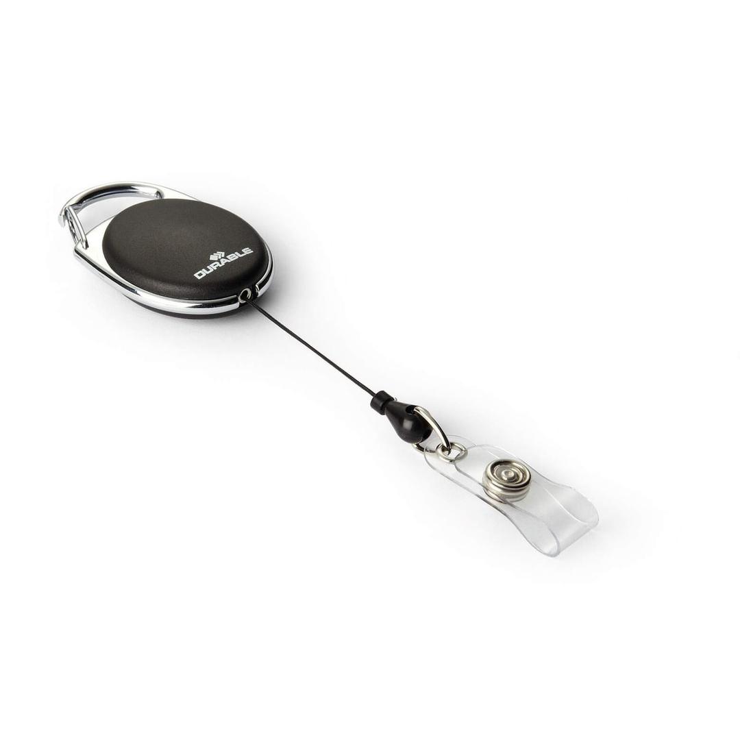 Enrouleur badge STYLE DURABLE noir à lanière bouton-pression