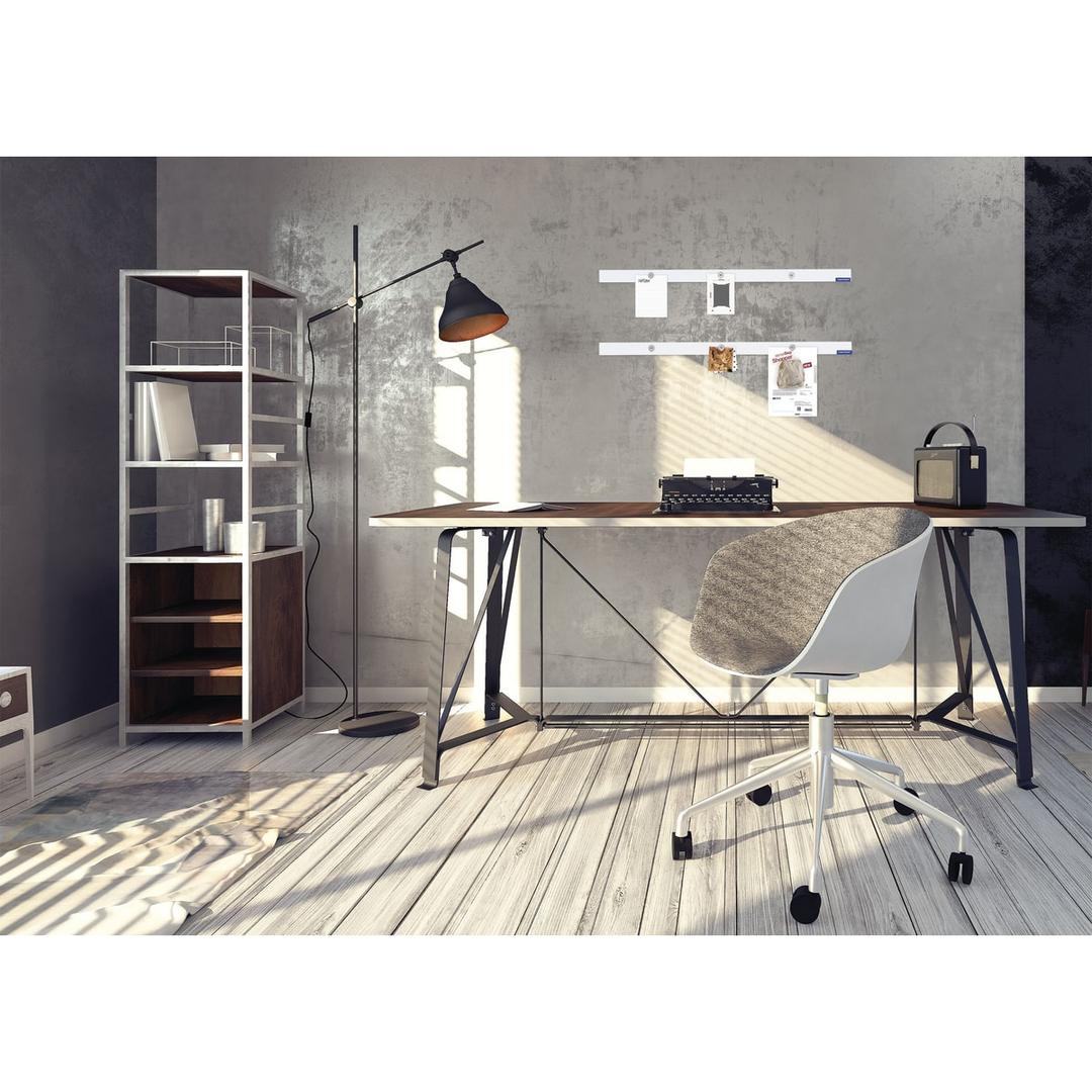 1 000 mm, avec 6 aimants Barre magnétique magnetowand MAGNETOPLAN - Barres magnétiques magnetowand blanches fixées au mur d'un bureau, avec des notes tenues par des aimants