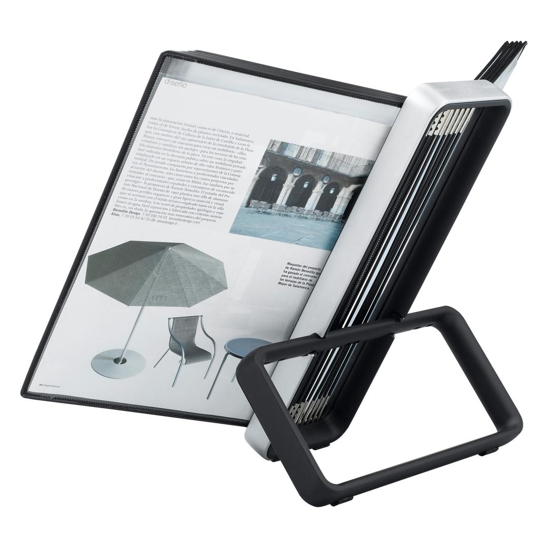 Pupitre de table VEO vu de profil, base noire