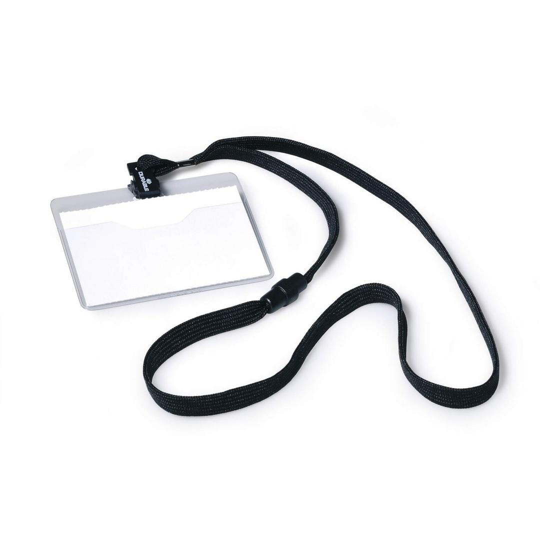 Porte badge DURABLE avec lacet textile noir et fermeture de sécurité