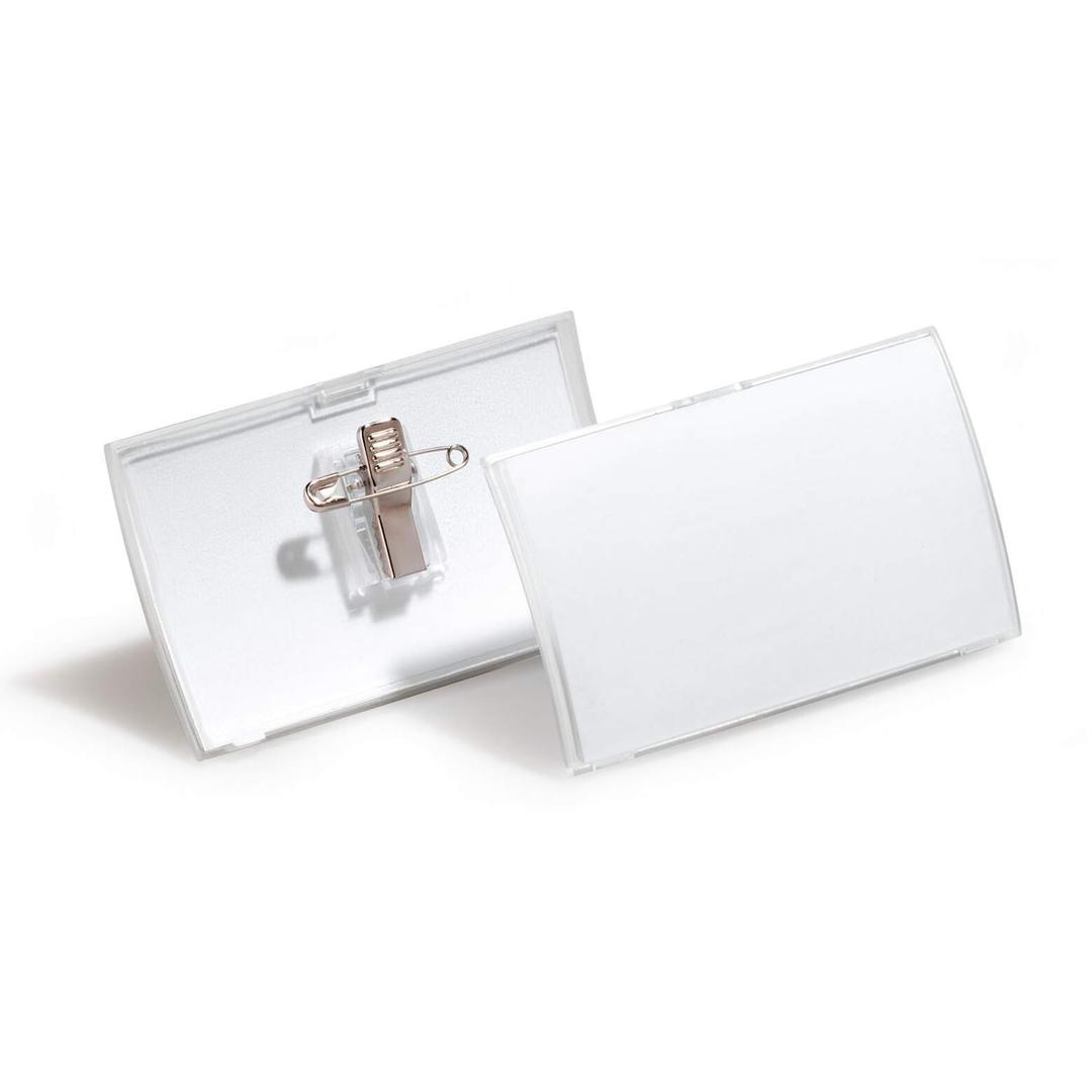 Porte badge CLICK FOLD DURABLE 75 x 40 mm ouvert, avec pince combinée