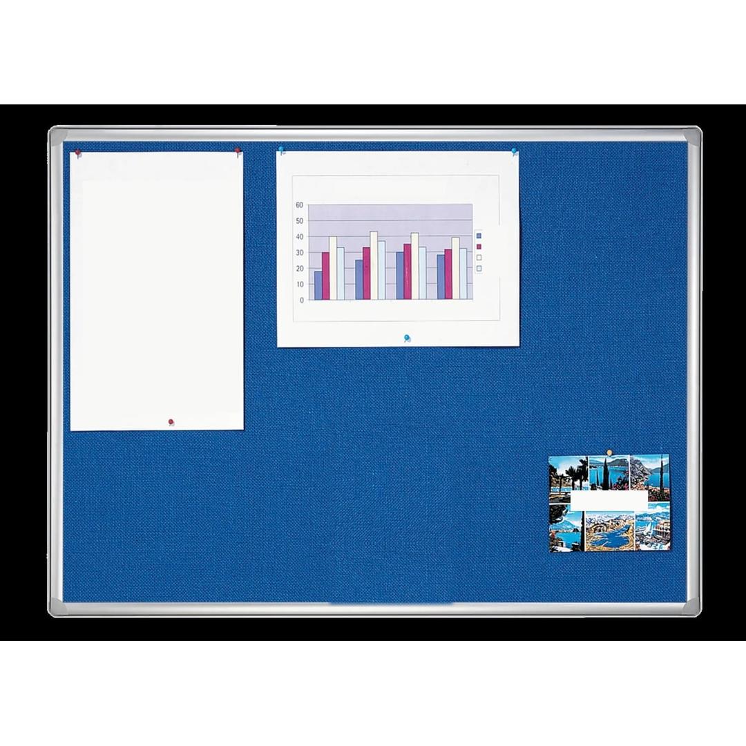 Tableau feutrine FRANKEN PRO bleu à cadre aluminium, de face