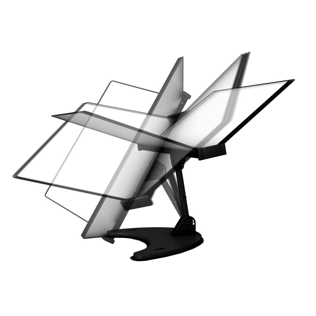 10 poches noires, métal noir Pupitre de table 3D DJOIS - Mouvements du bras articulé du pupitre 3D