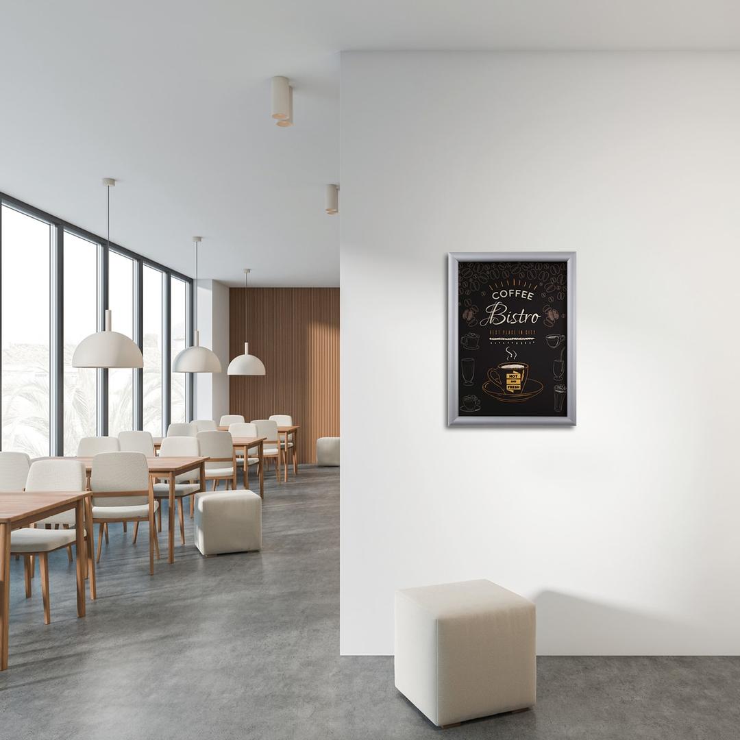 Porte affiche EUROPEL Economy argent fixé au mur