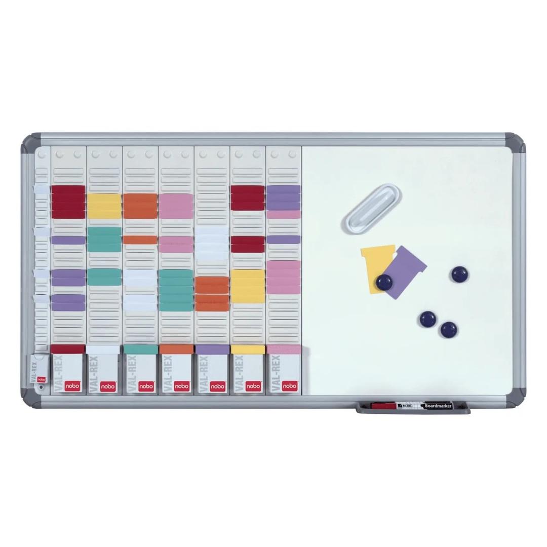 Planning fiche T sur tableau blanc nobo 2951400, garni de fiches et accessoires