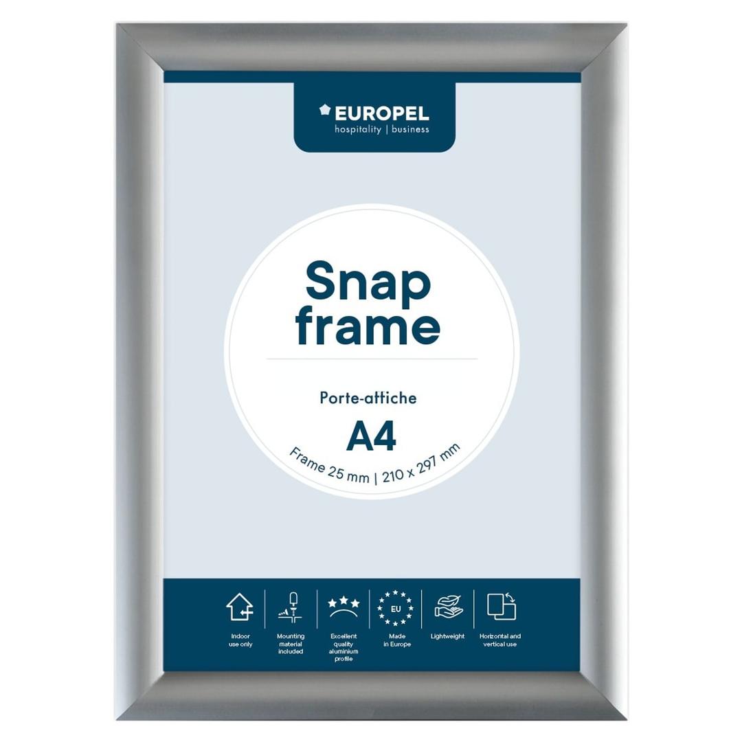 Porte affiche EUROPEL Premium A4, profilé aluminium argent de 25 mm