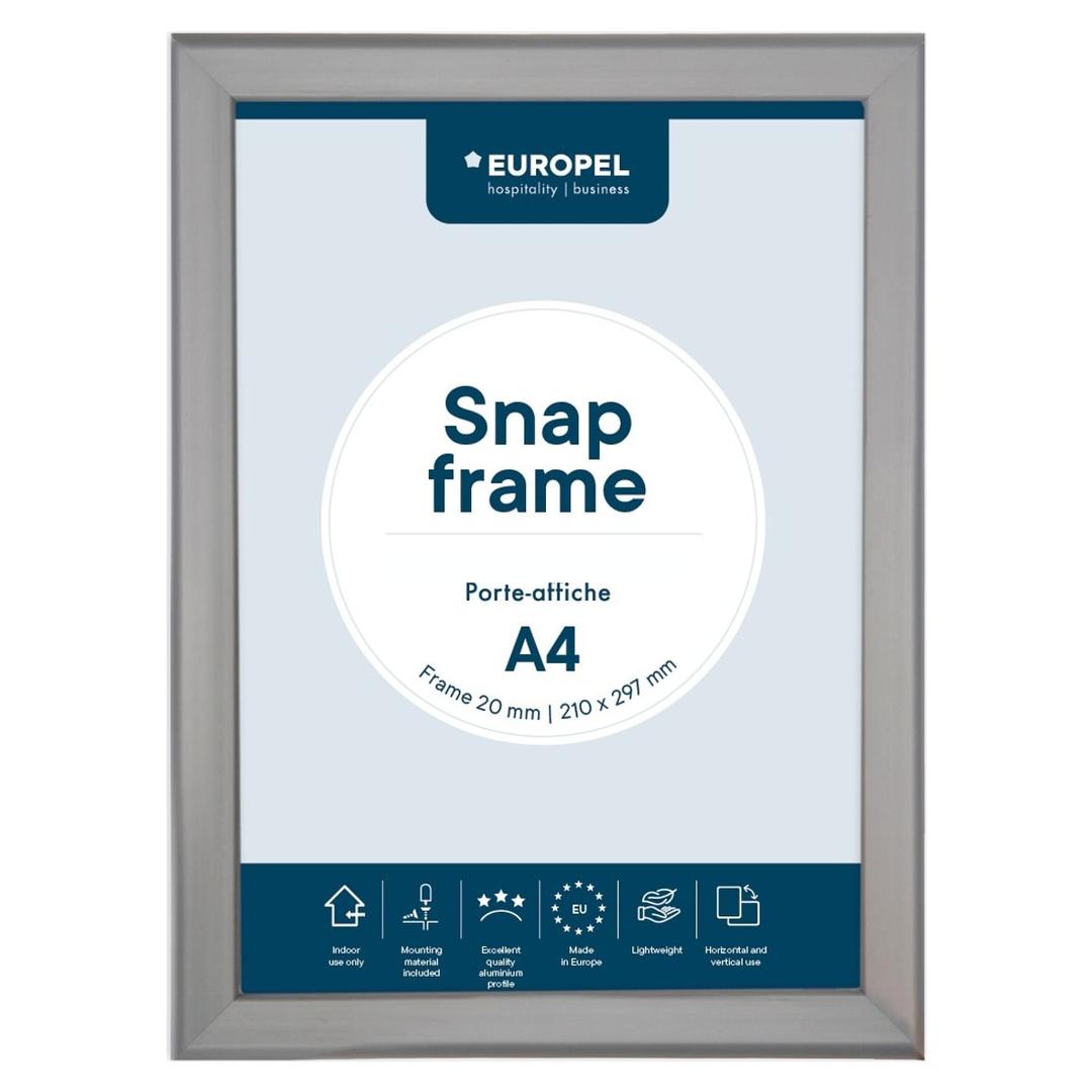 Porte affiche EUROPEL Premium A4, profilé aluminium argent de 20 mm