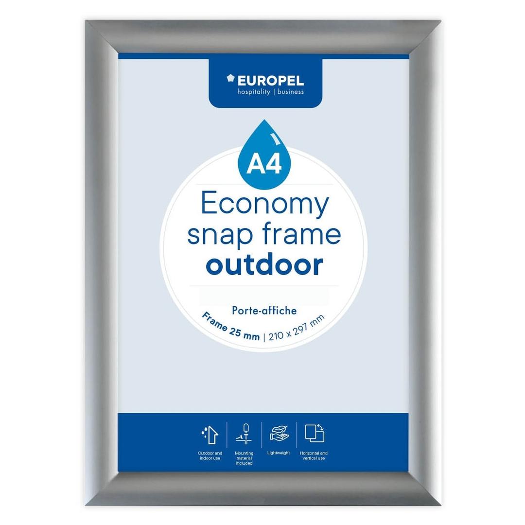 Porte affiche extérieur EUROPEL Economy Outdoor A4, profilé aluminium argent