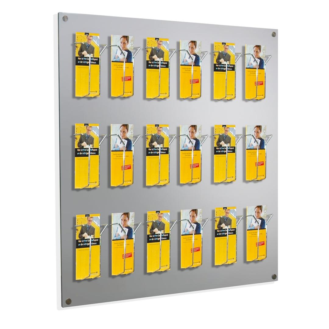 Trieur mural Focus kerkmann A4 et 1/3 A4, 9 bacs A4 ou 18 bacs 1/3 A4, argent, garni de 18 bacs 1/3 A4