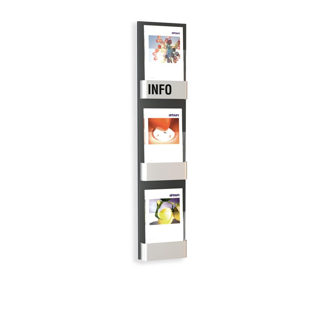 Trieur mural First kerkmann A4 portrait, 3 bacs, anthracite et argent