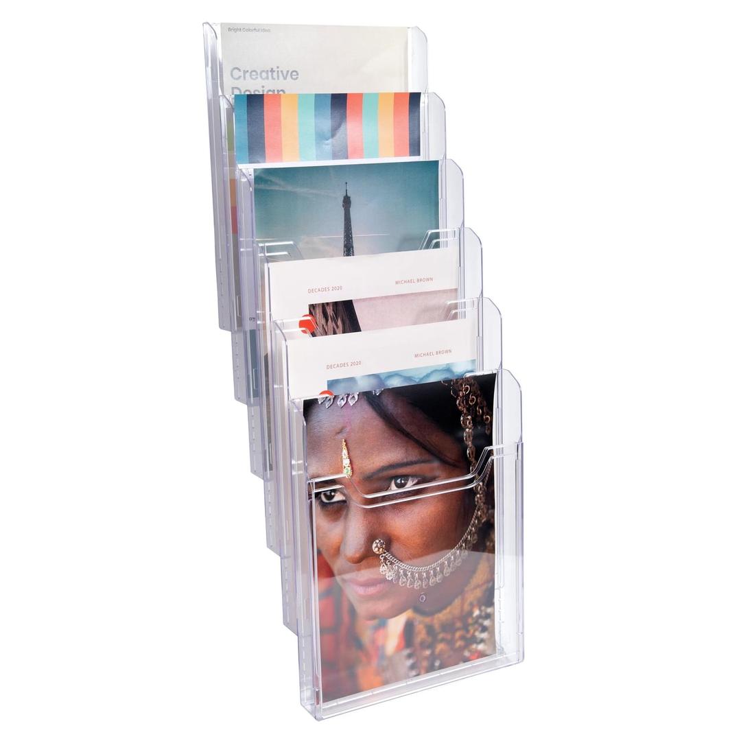 Trieur mural EXACOMPTA A4 portrait, 6 cases, cristal, garni de brochures
