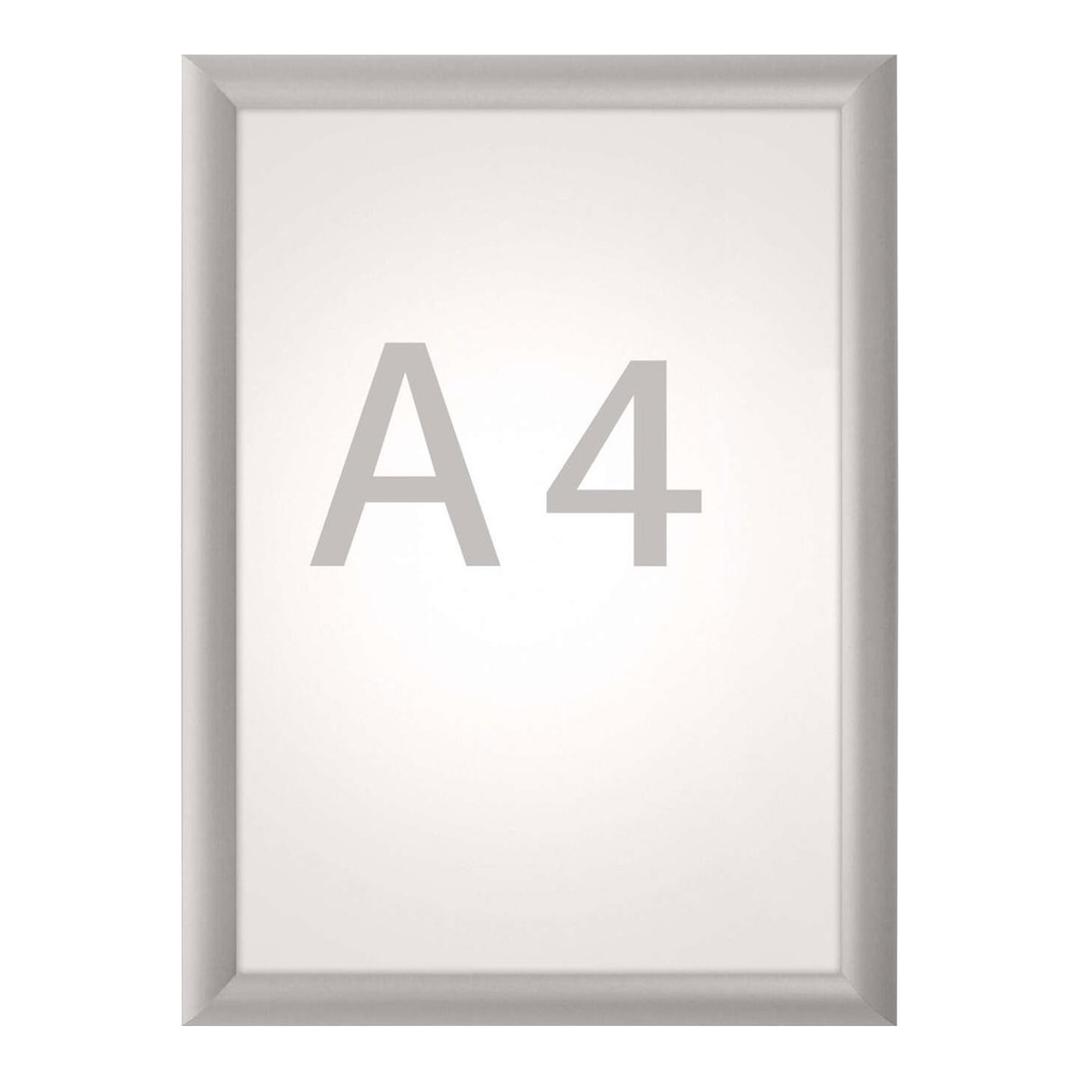 Porte affiche clic clac MAULstandard A4 en aluminium argent, profilé de 25 mm