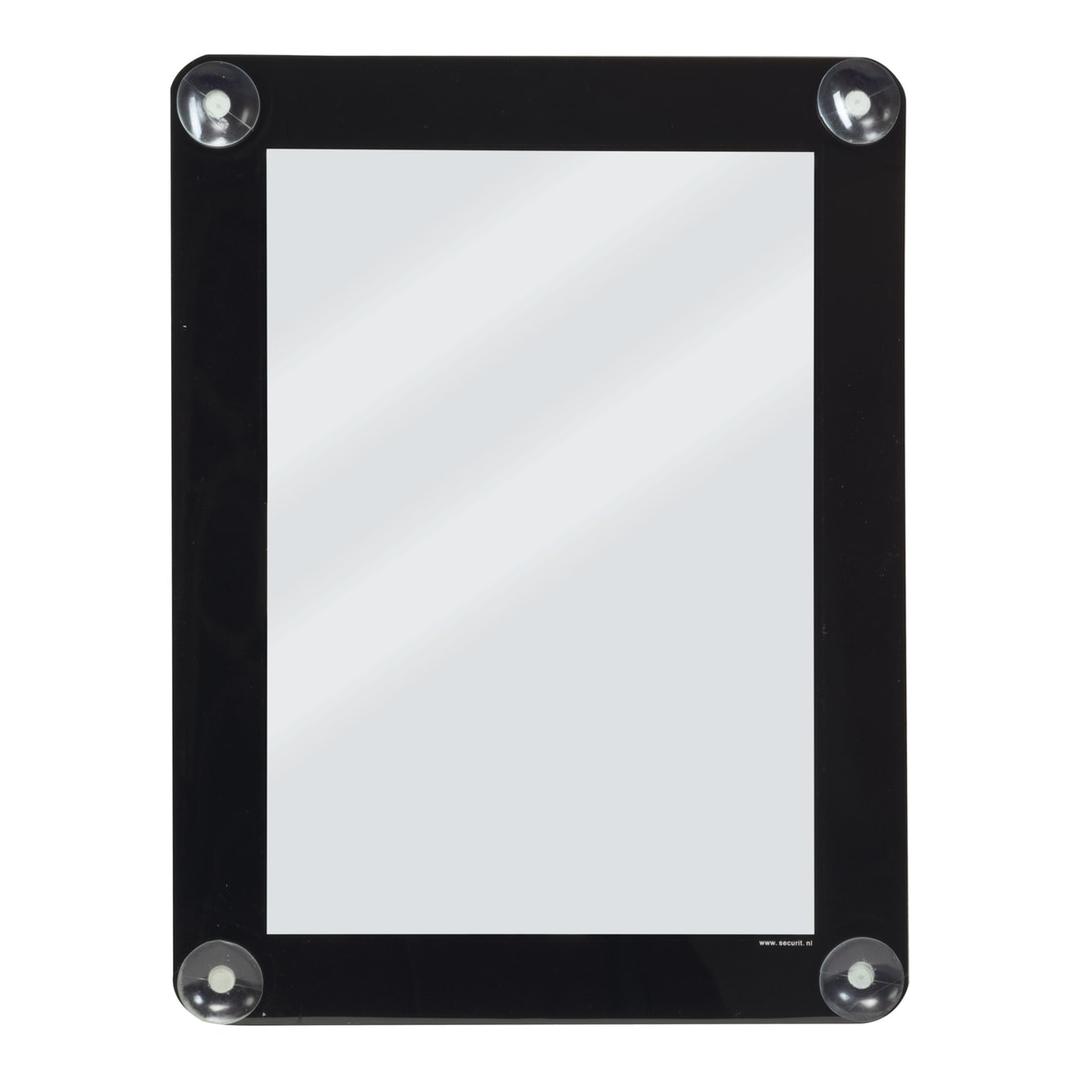 Porte affiche de vitrine Securit A4 à ventouses, cadre noir