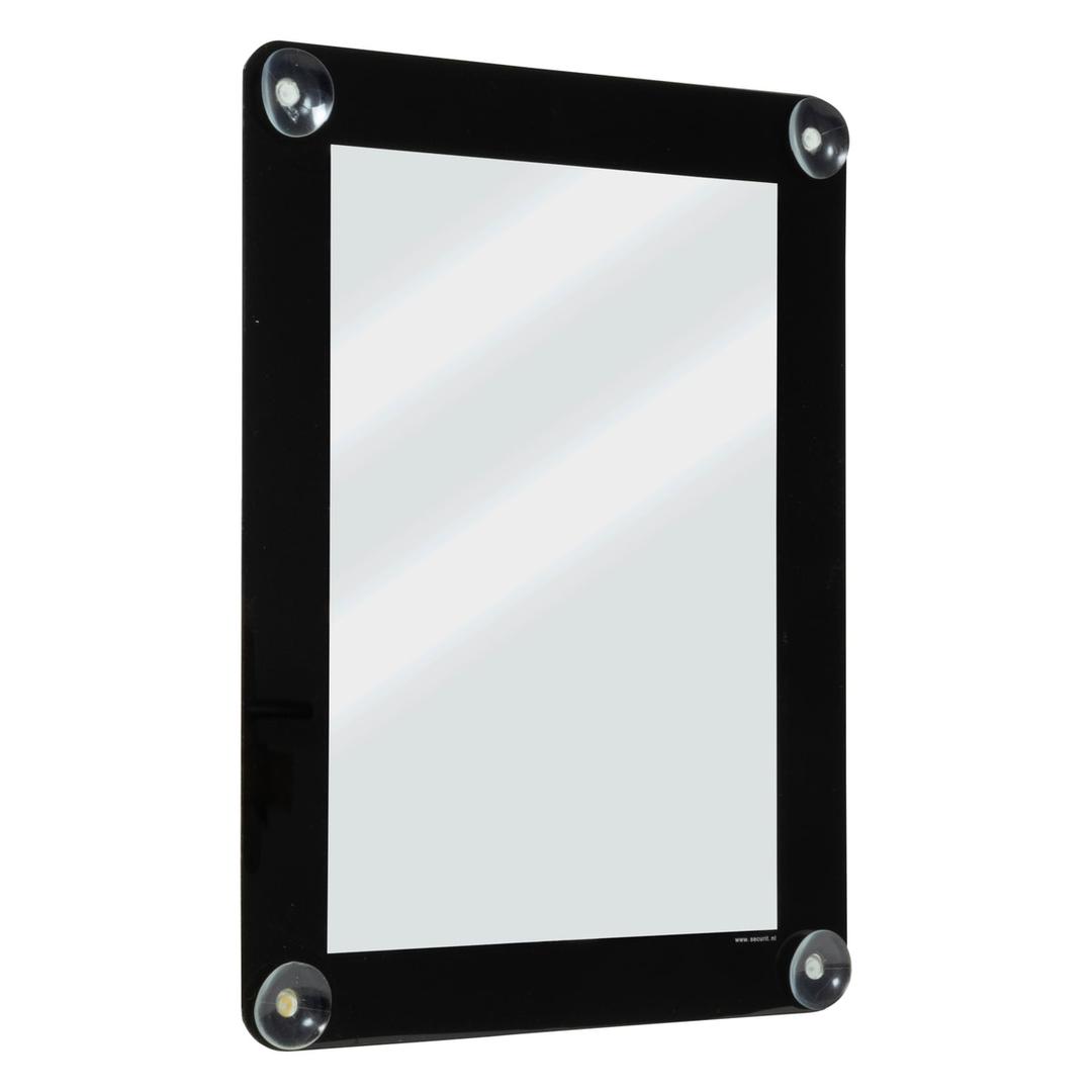 Porte affiche de vitrine Securit, vue de biais