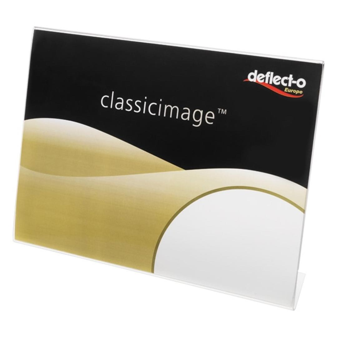 Présentoir de table deflecto A4 paysage, incliné, avec un visuel inséré
