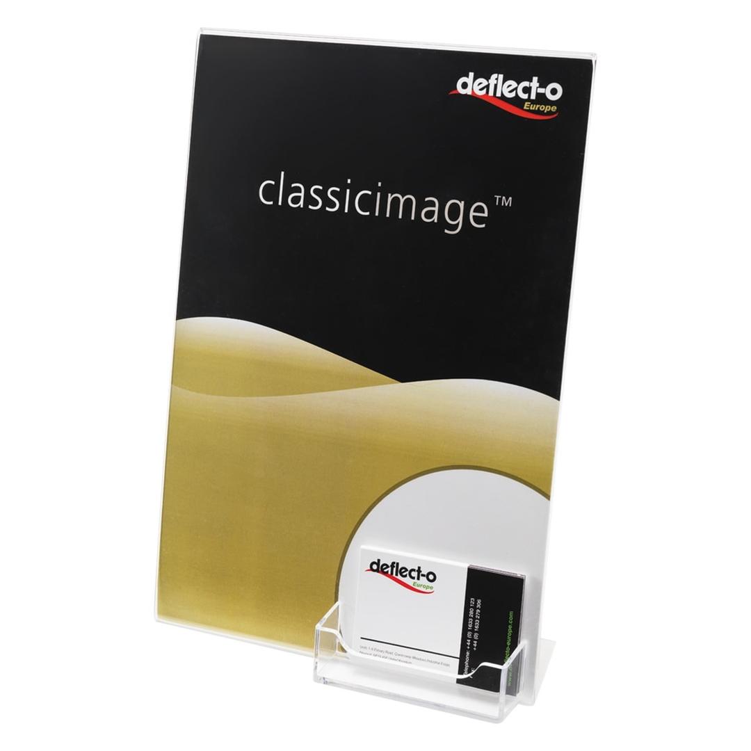 Présentoir de table deflecto A4 avec porte-cartes de visite, garni