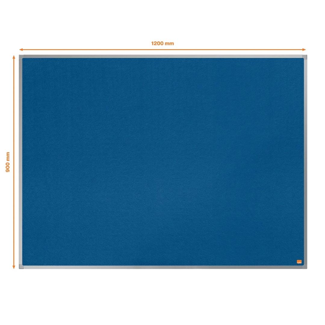 Tableau feutrine nobo Essence bleu à cadre aluminium, 1 200 x 900 mm, cotes