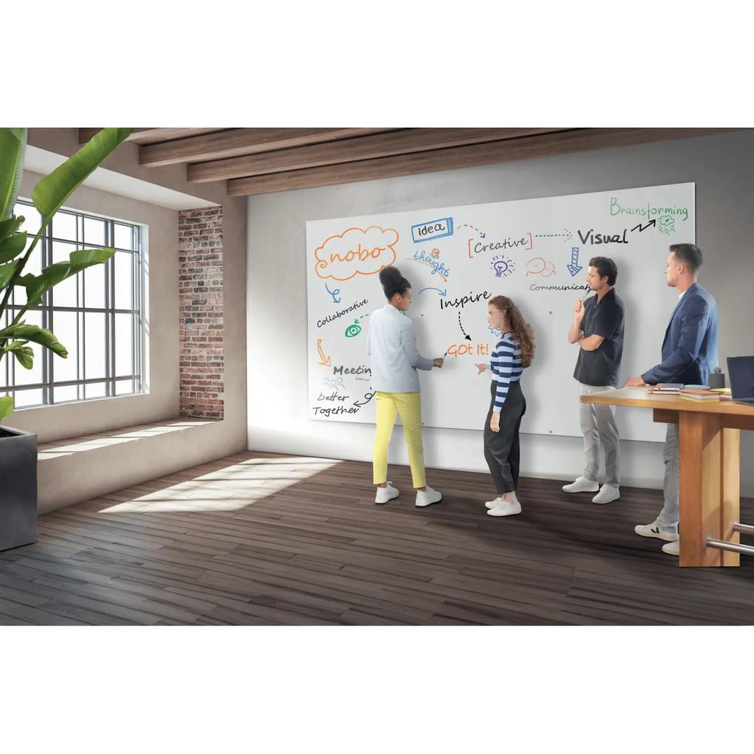 Magnétique sans cadre, 900 x 600 mm Tableau blanc Infinity NOBO - Tableaux blancs nobo Infinity assemblés en séance de travail